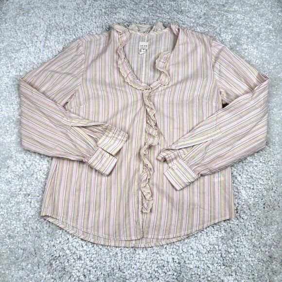 Rebecca Taylor La Vie Ruffle Trim Striped Blouse - Picture 2 of 9